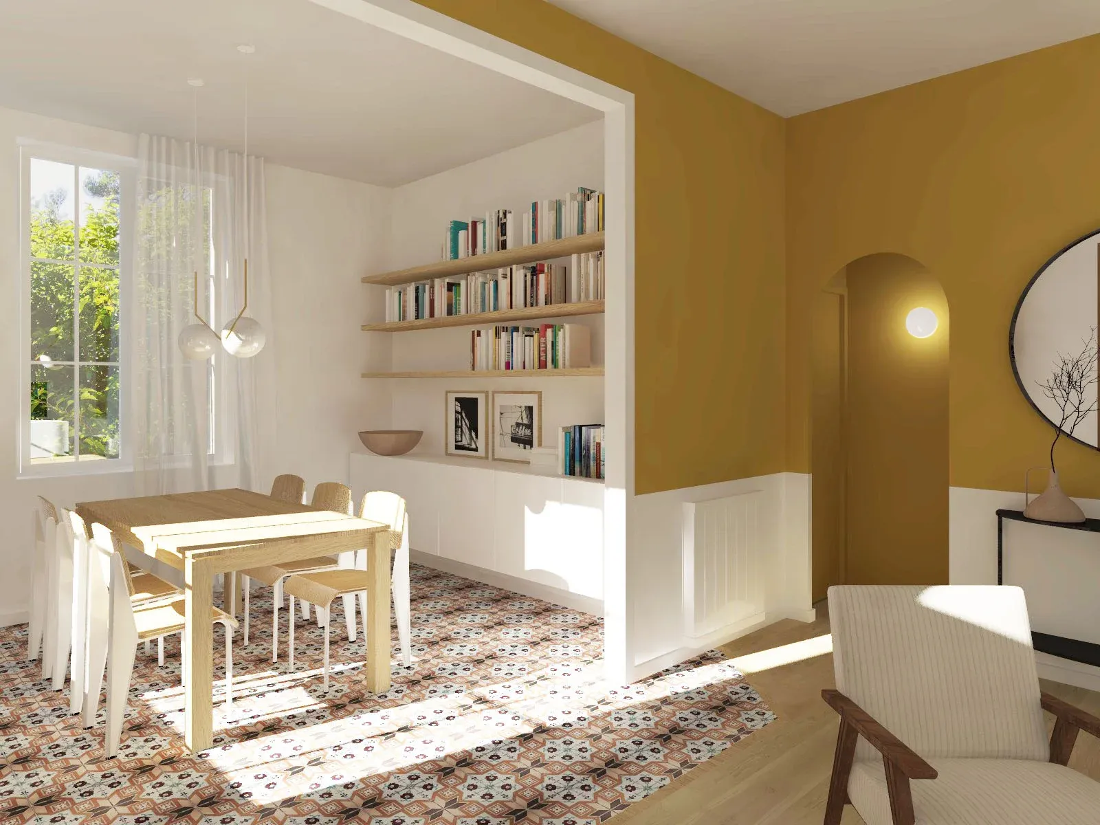 renovation maison annee 30 salle a manger 3d