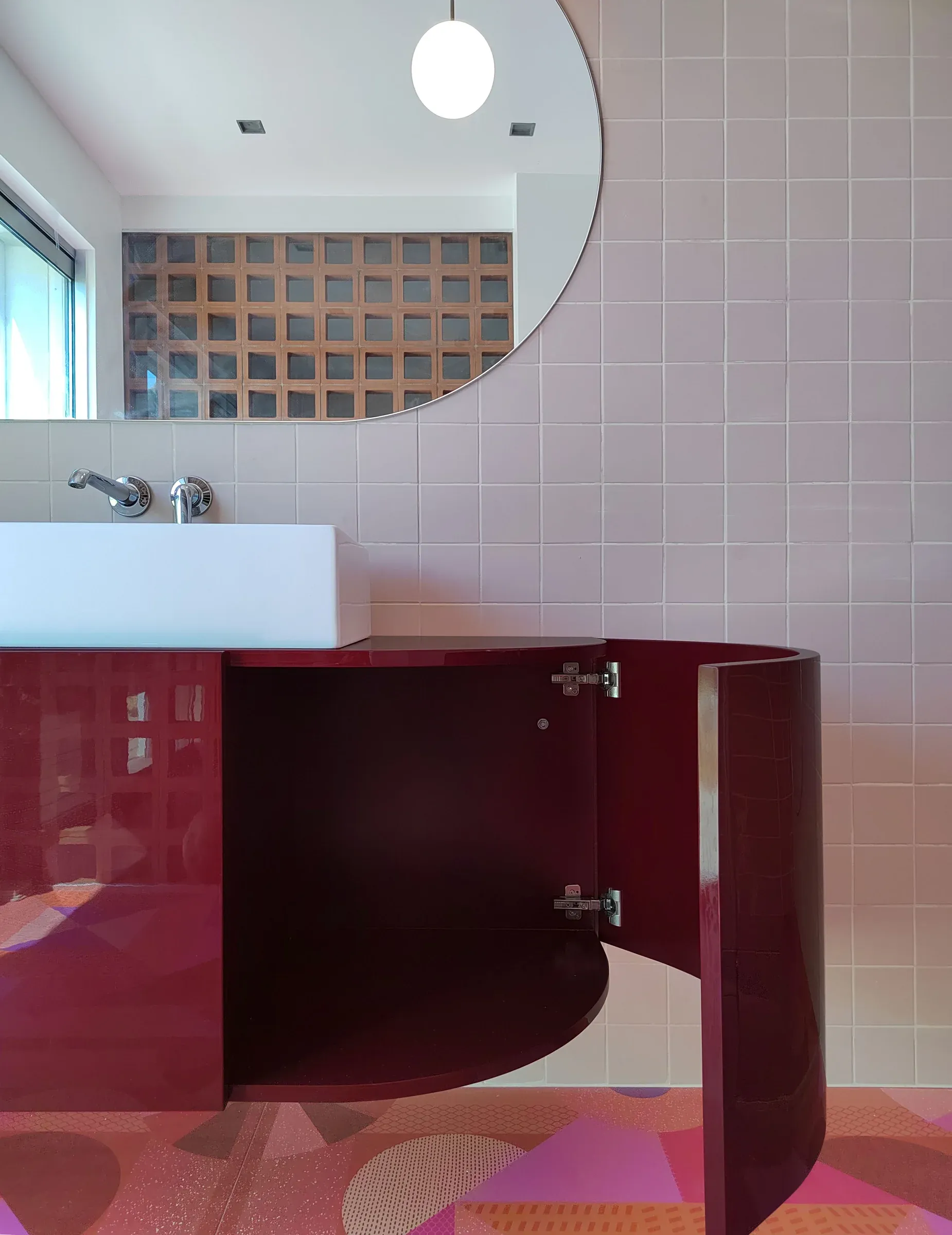 renovation suite parentale meuble vasque sur mesure cintre et laque